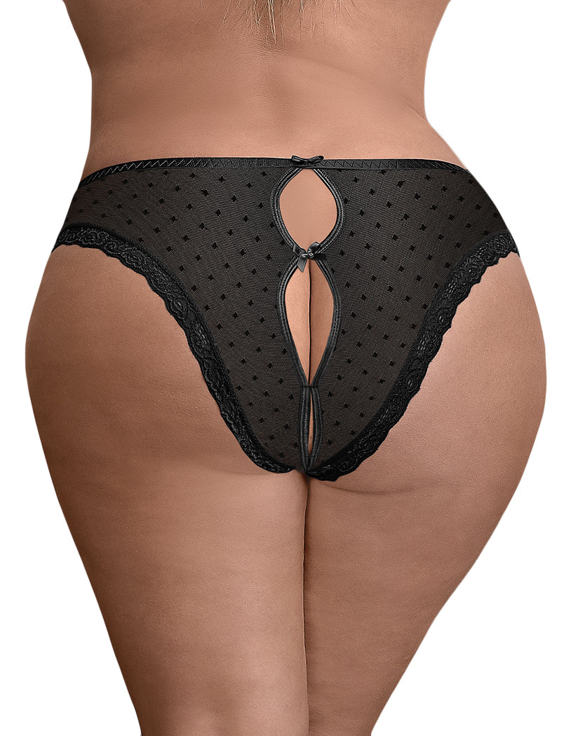 Black Back Exposed Unwrap Me Crotchless Peek-a-Boo Panty M115.