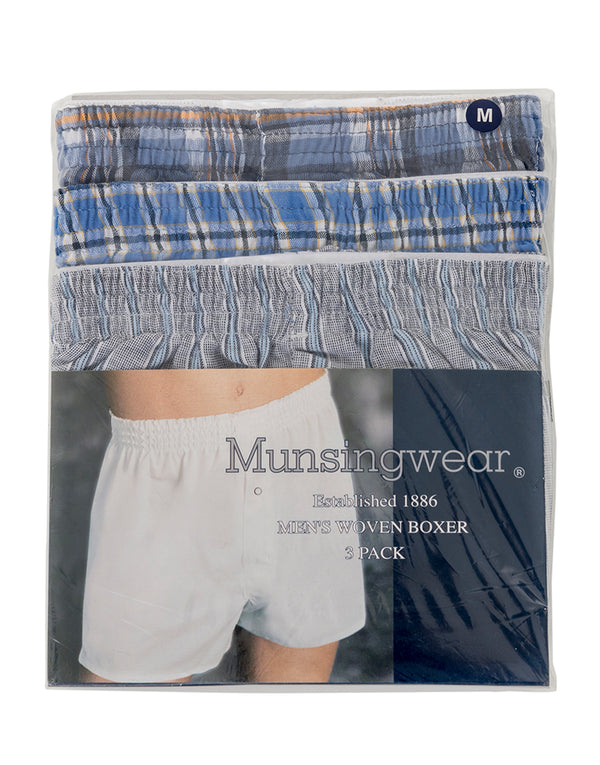 Munsingwear Men's Assorted Broad Cloth Boxer Short 3-Pack KNOMW572CB