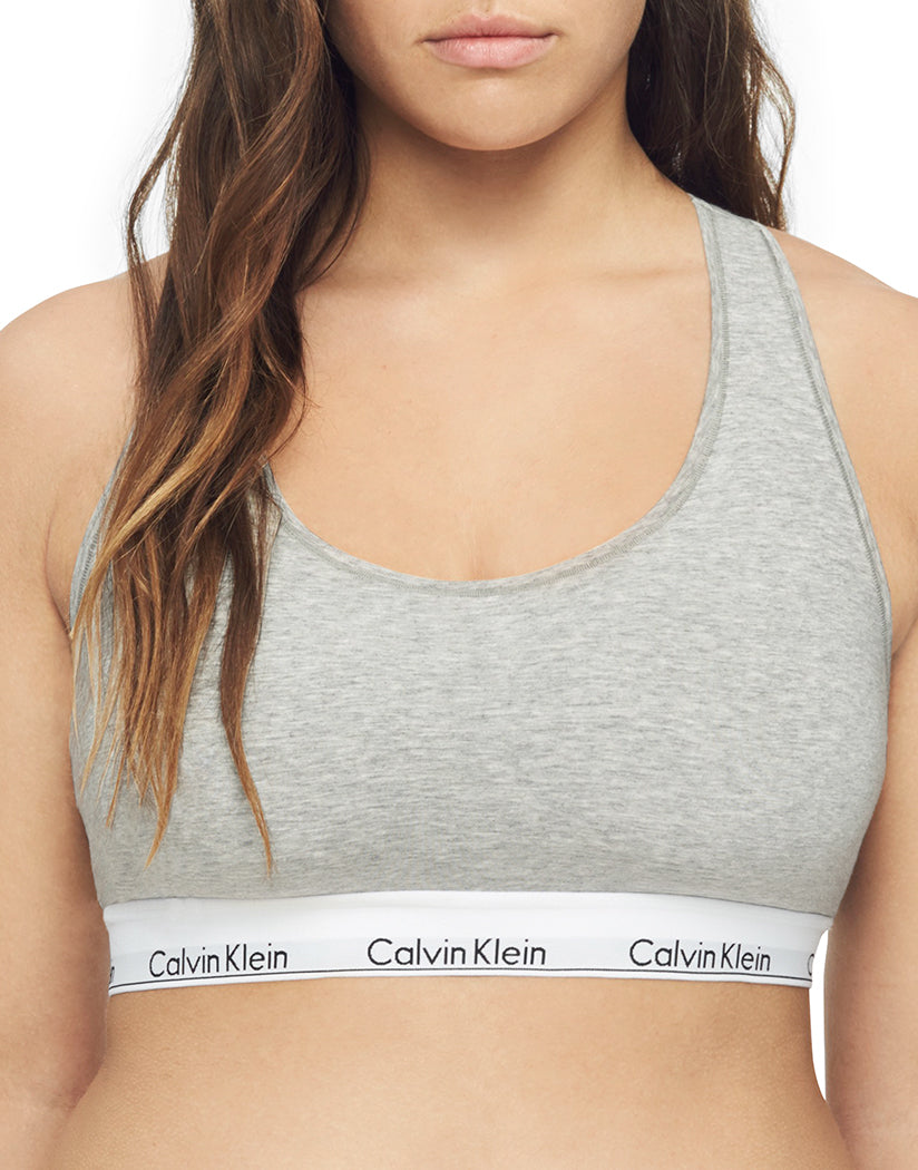 CALVIN KLEIN Intimates Gray Scoop Neck Unlined Breathable Full Coverage  Minimal Support Bralette Bra S