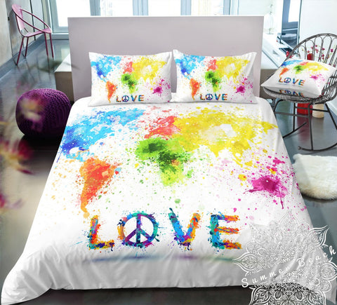 World Love Peace Bed Set Summer Beach Styles