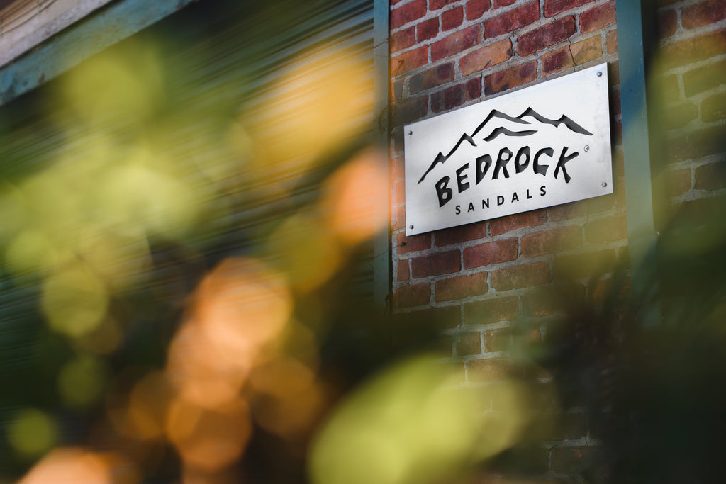 Bedrock Sandals HQ sign