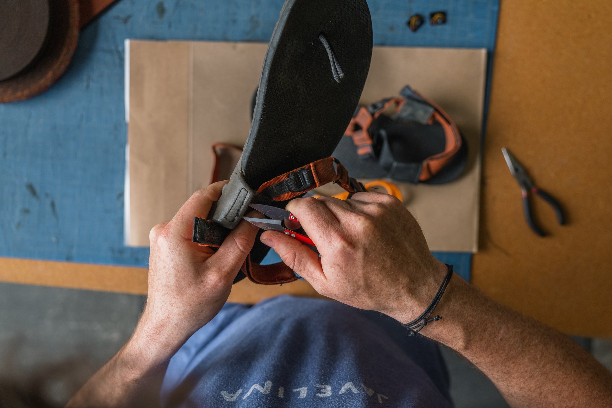 Sandal in the repair process