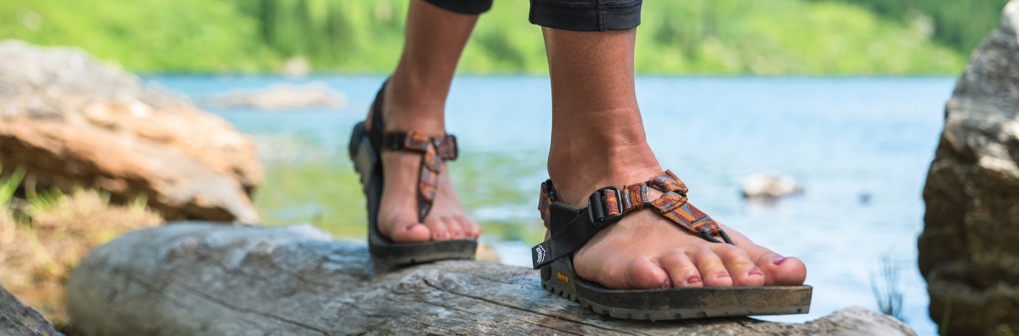 A person hiking in Bedrock Sandals 3D Cairn Pro II Adventure Sandals