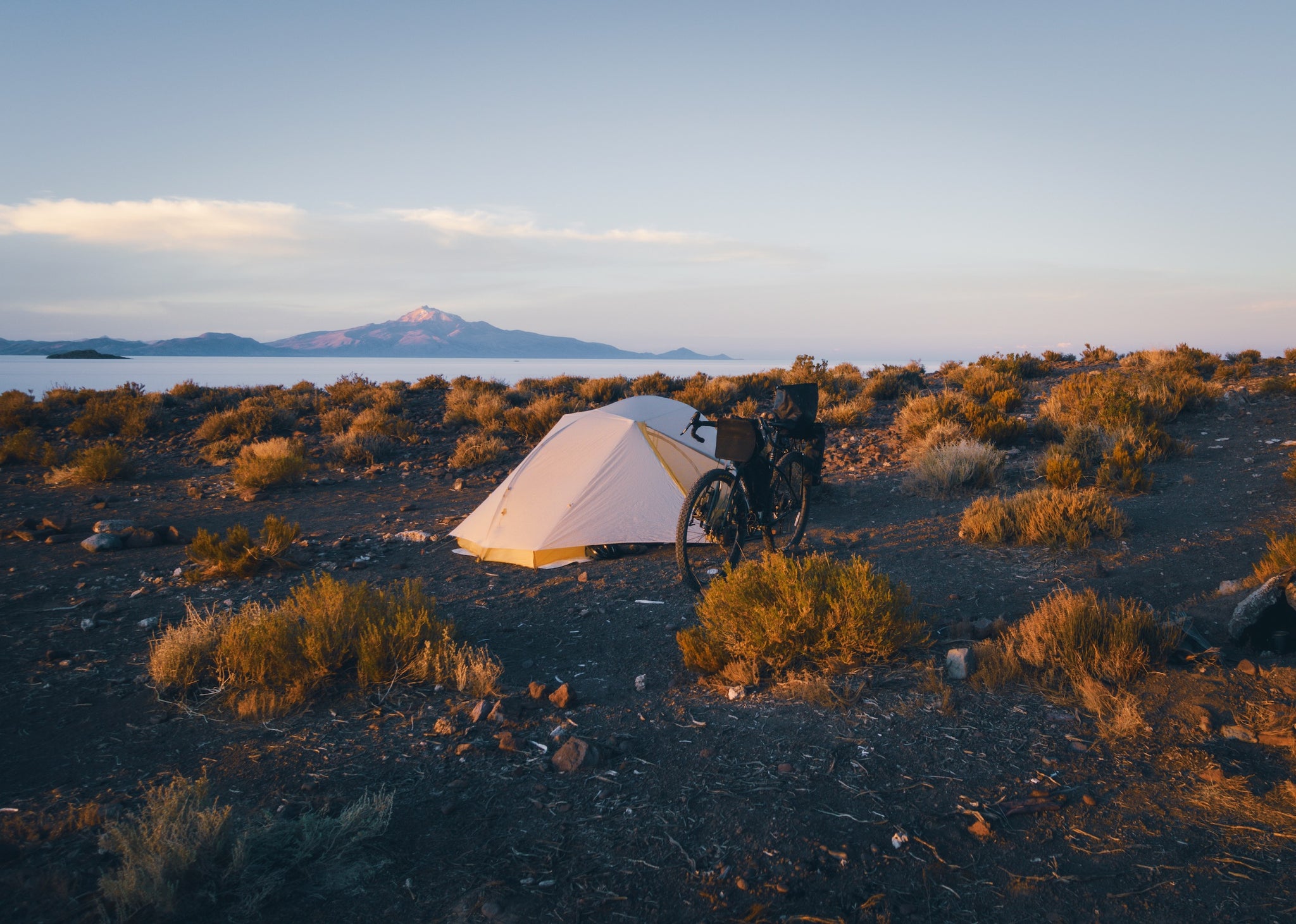 Tent camping in the desert