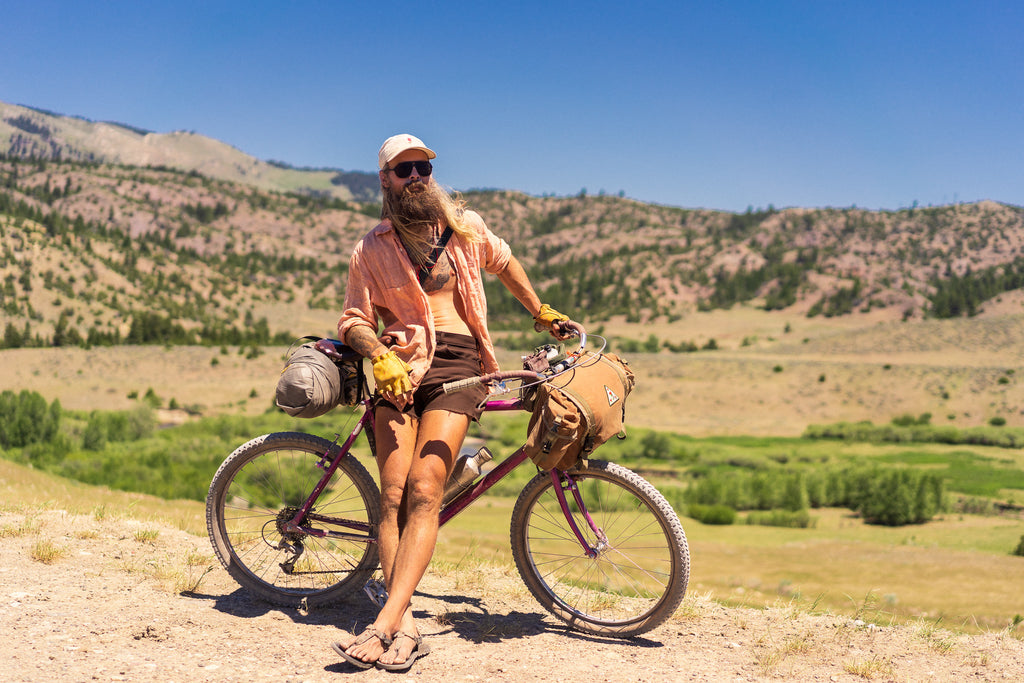 Riding bike in Bedrock Sandals