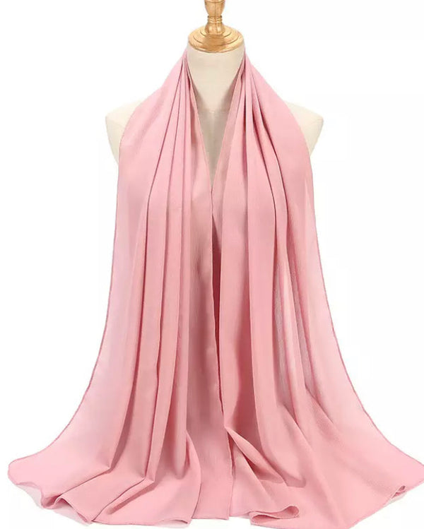 Baby pink crepe chiffon scarf