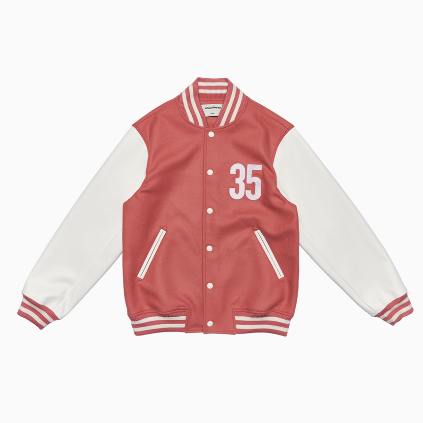 Forever 35 Varsity Jacket (Coral) | YOYUU LAB