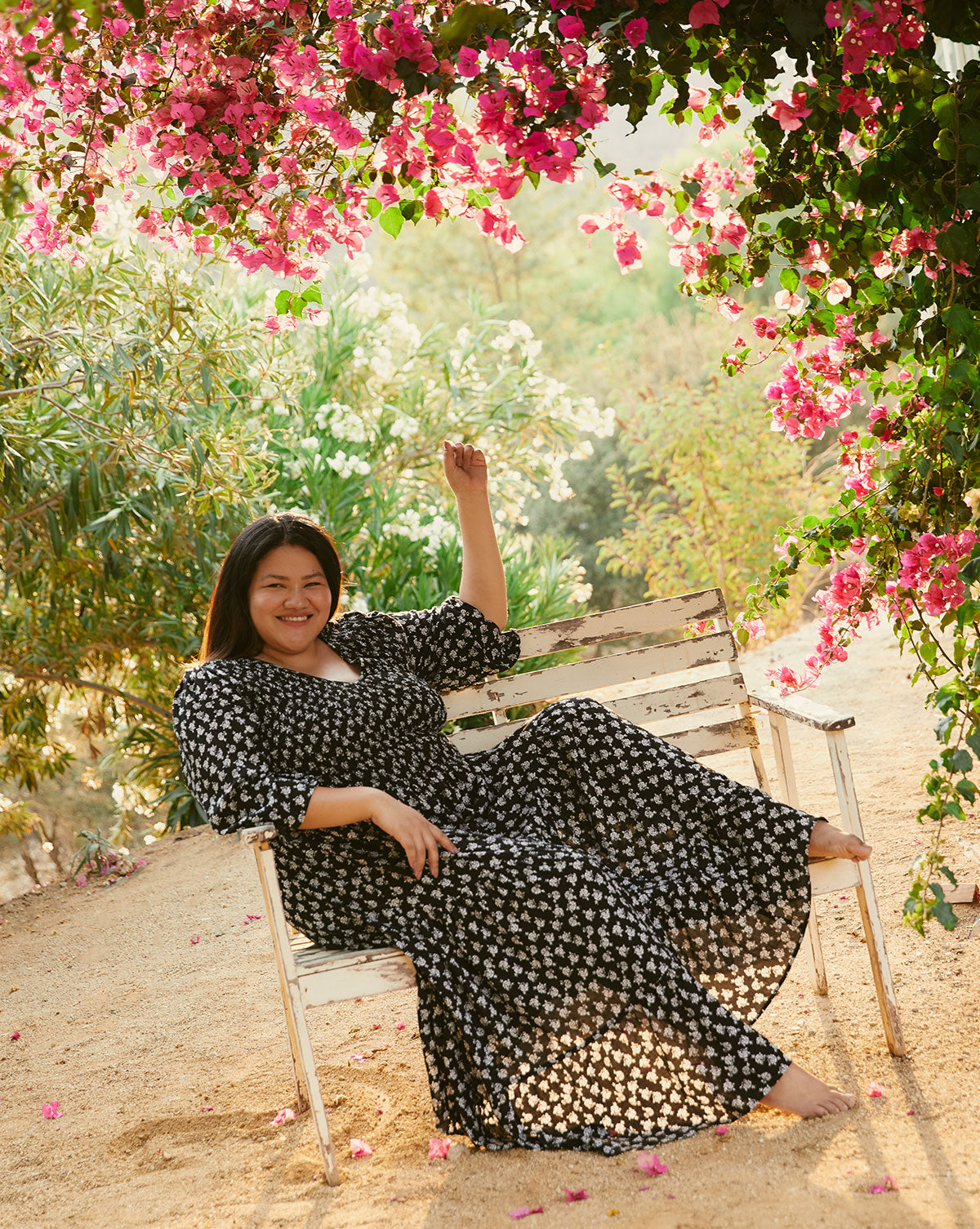 The Basil Dress Extended in Raven Meadow