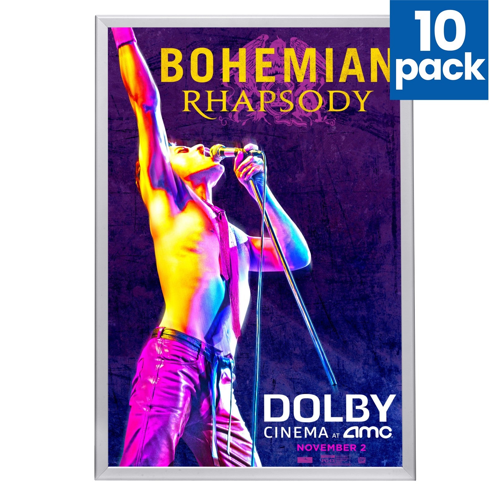 10 Case Pack of Silver 24x36 Movie Poster Frame - 1.25" Profile