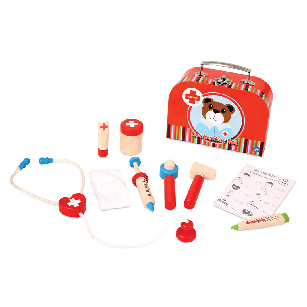 wooden toy doctor set
