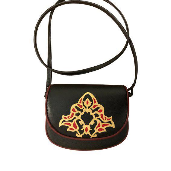 Handpainted Eslimi Pattern Black Bag