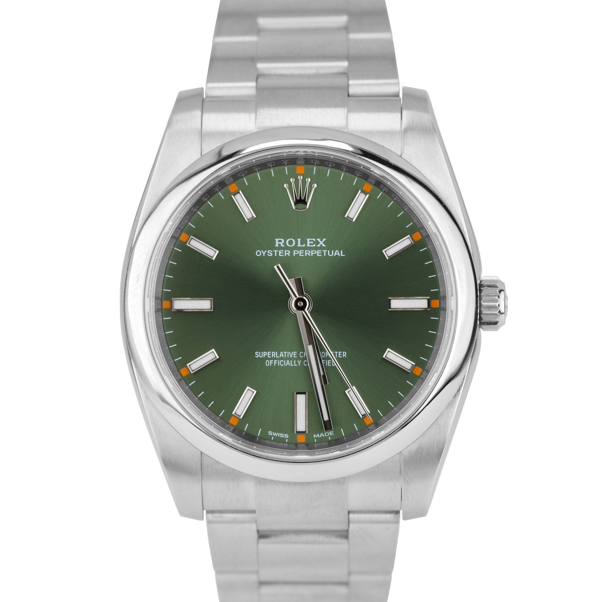 Rolex Oyster Perpetual Olive Green 34mm Watch 114200