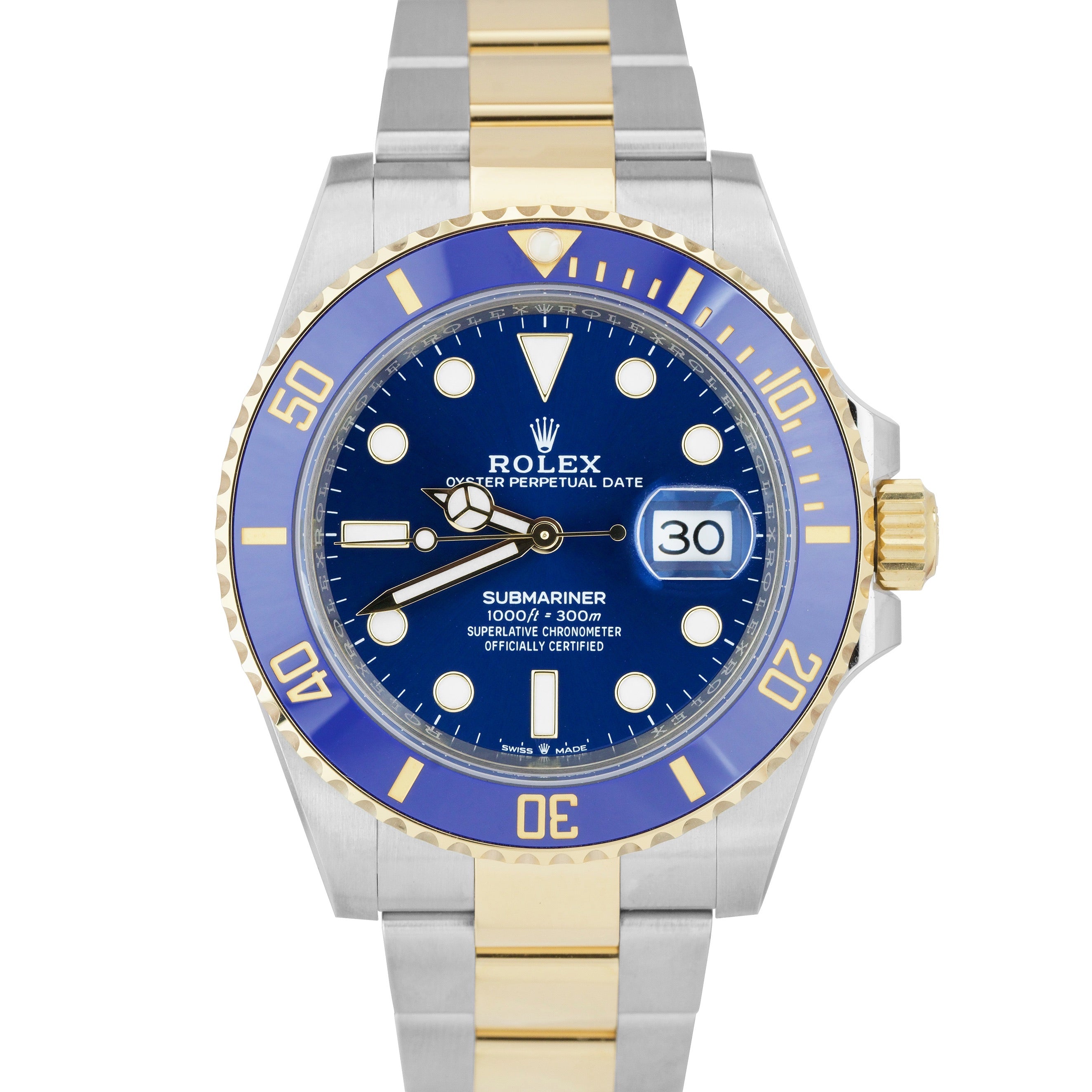 NEW 2021 Rolex Submariner Date 41mm Ceramic Two-Tone Gold Blue Watch 1
