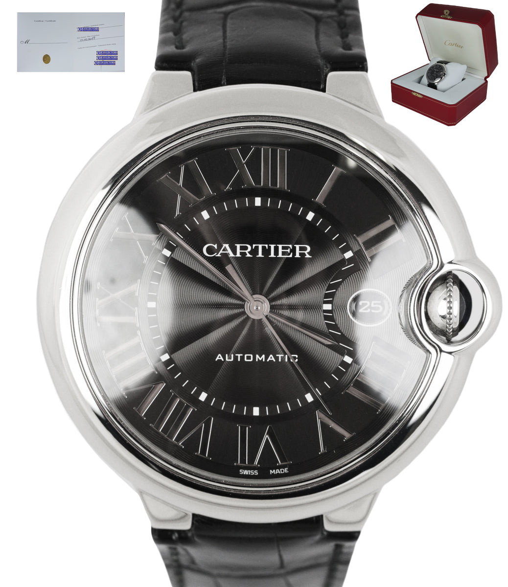 MINT Cartier Ballon Bleu 42mm Stainless Black Automatic ...