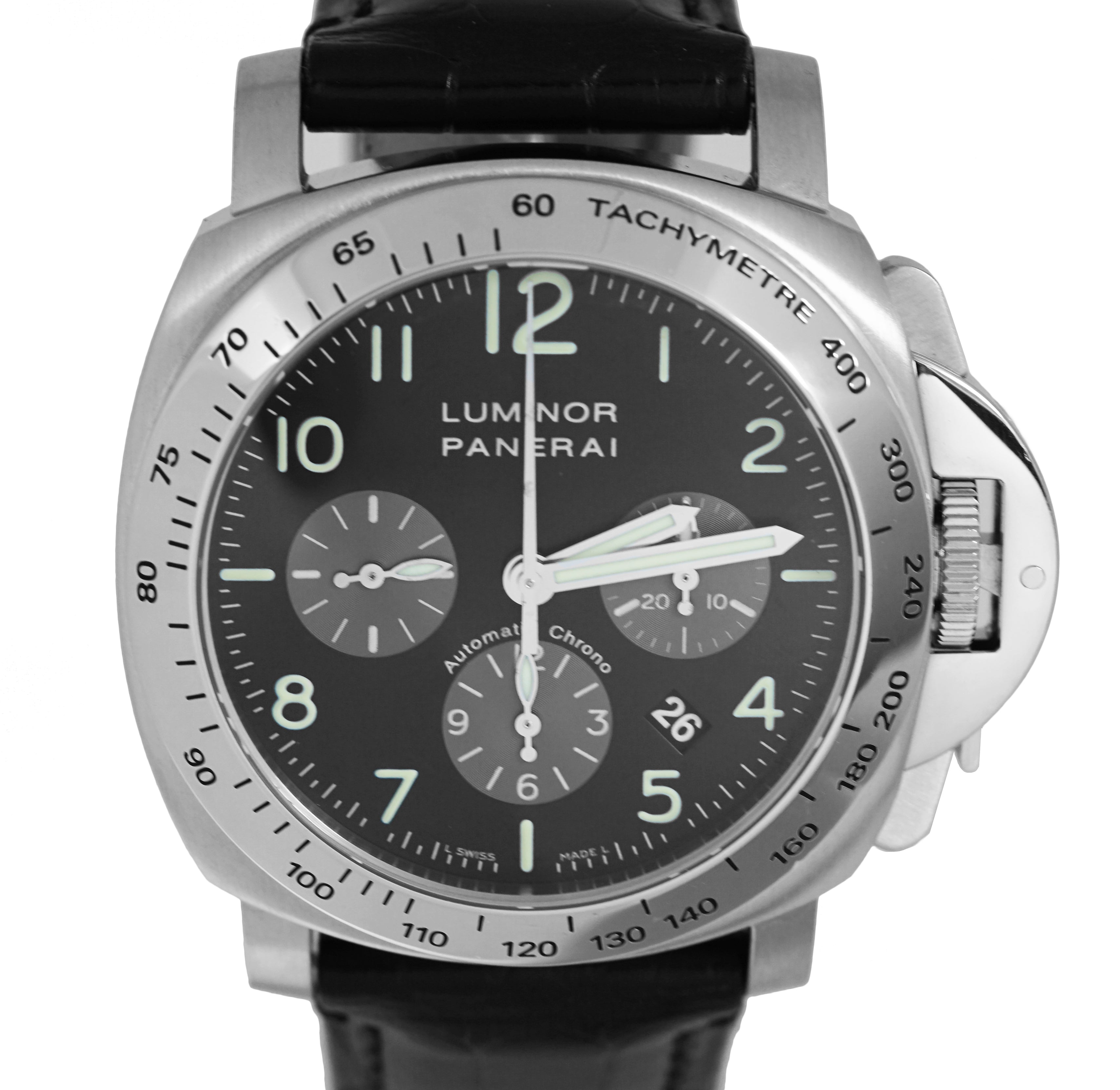 MINT Panerai PAM 162 Luminor Chronograph Automatic Stainless 44mm Watc