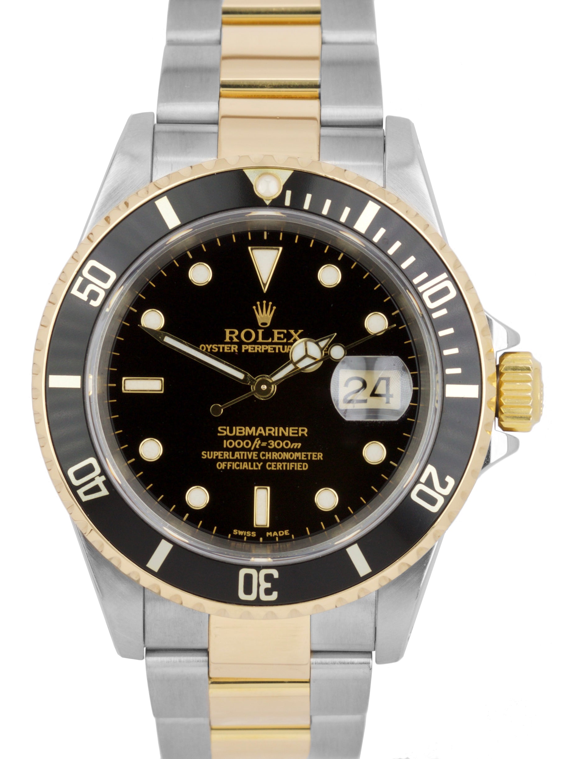 MINT 2002 Rolex Submariner 16613 Two-Tone Stainless Black Dive 40mm Wa