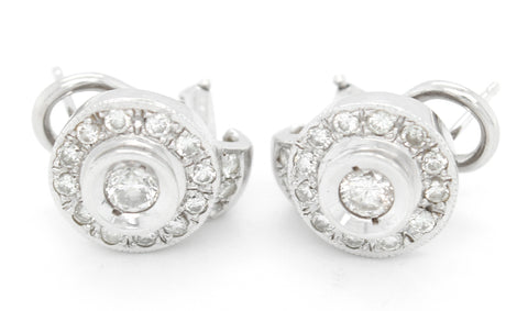 Sweet Vintage White Gold Diamonds Stud Earrings — Gembank1973