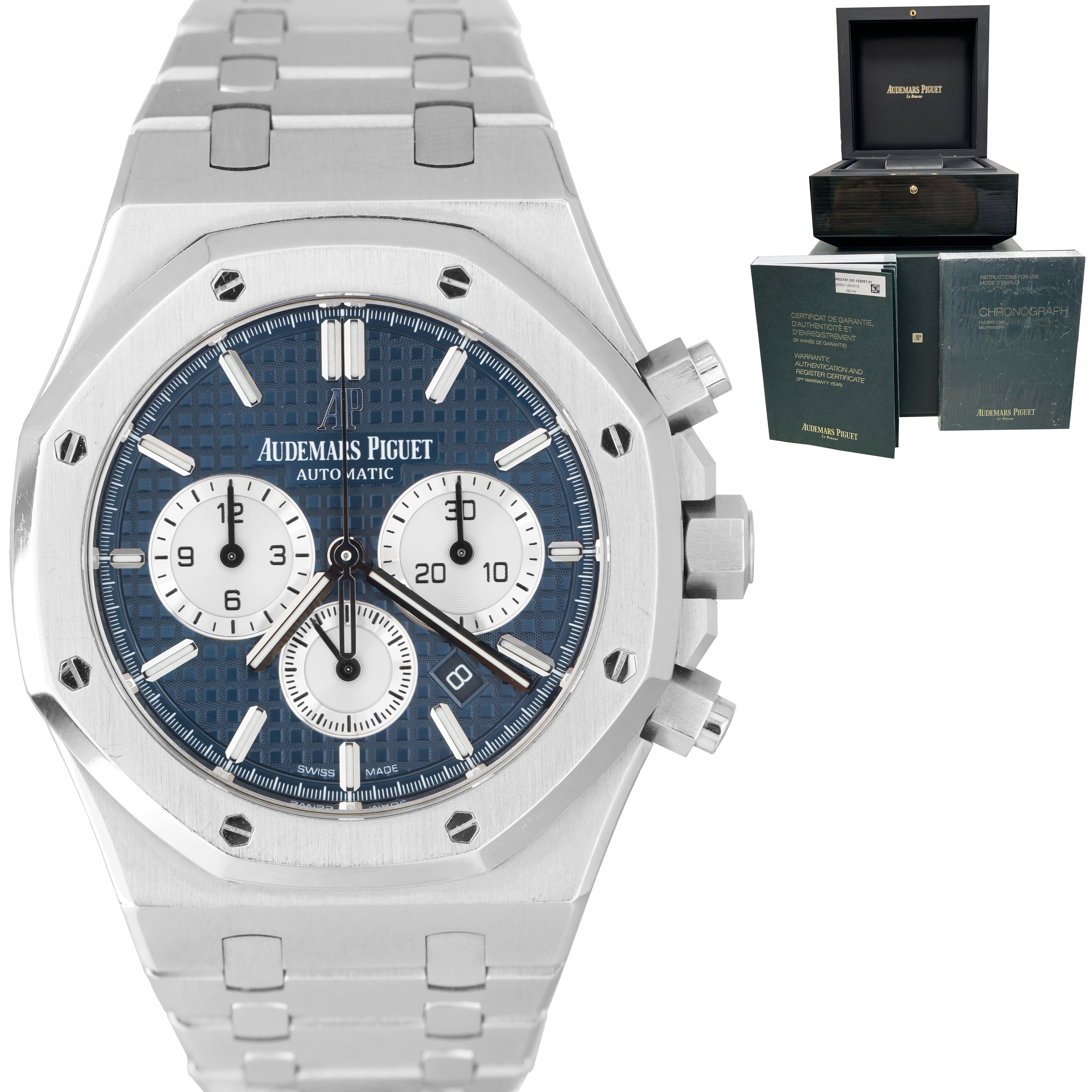 17 Audemars Piguet Royal Oak Chronograph Blue Silver 41mm Stainless Collectors1946 Com