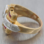 1930's Antique Art Deco 14k Yellow Gold 0.70ctw Ruby & Diamond Ring