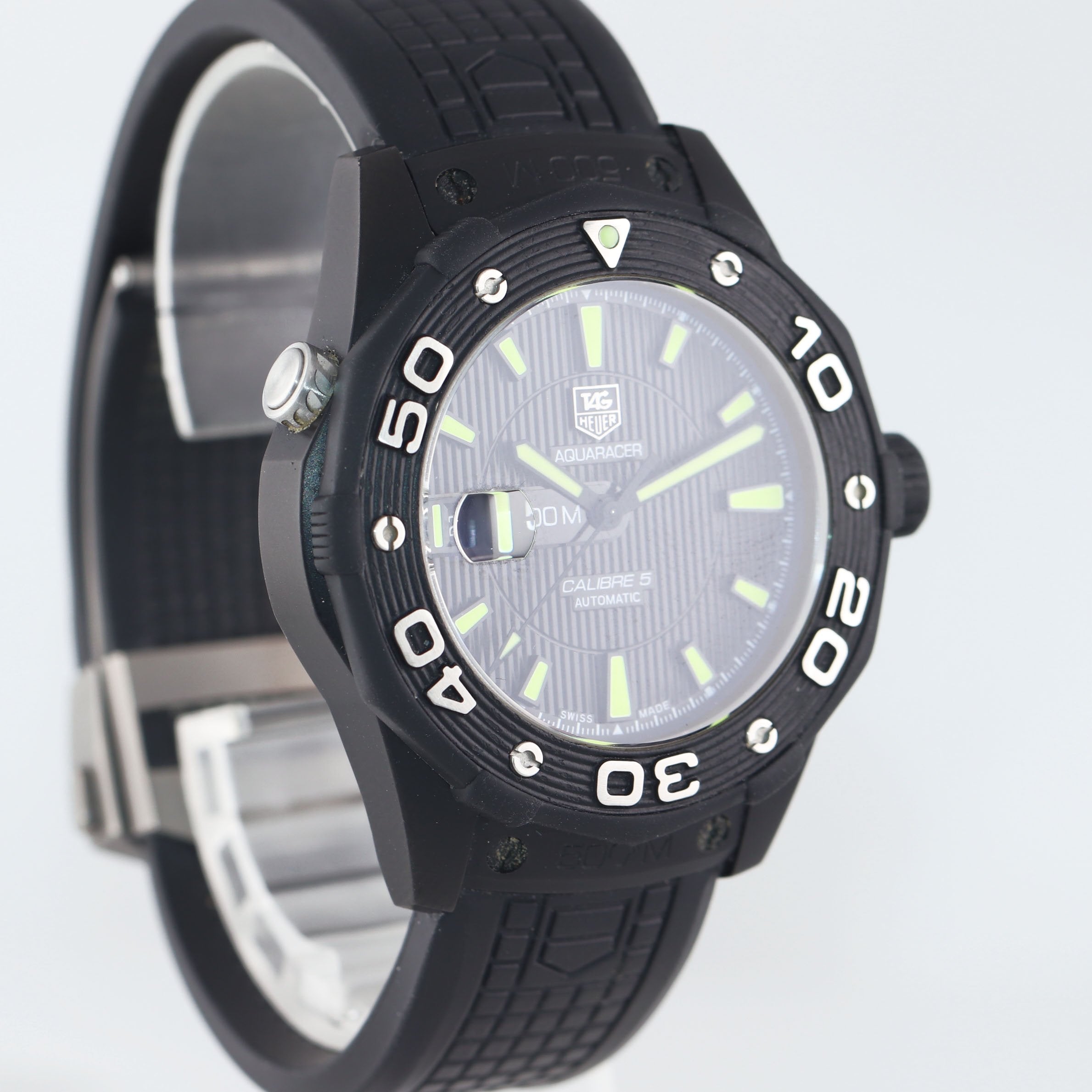 tag heuer aquaracer calibre 5 on wrist