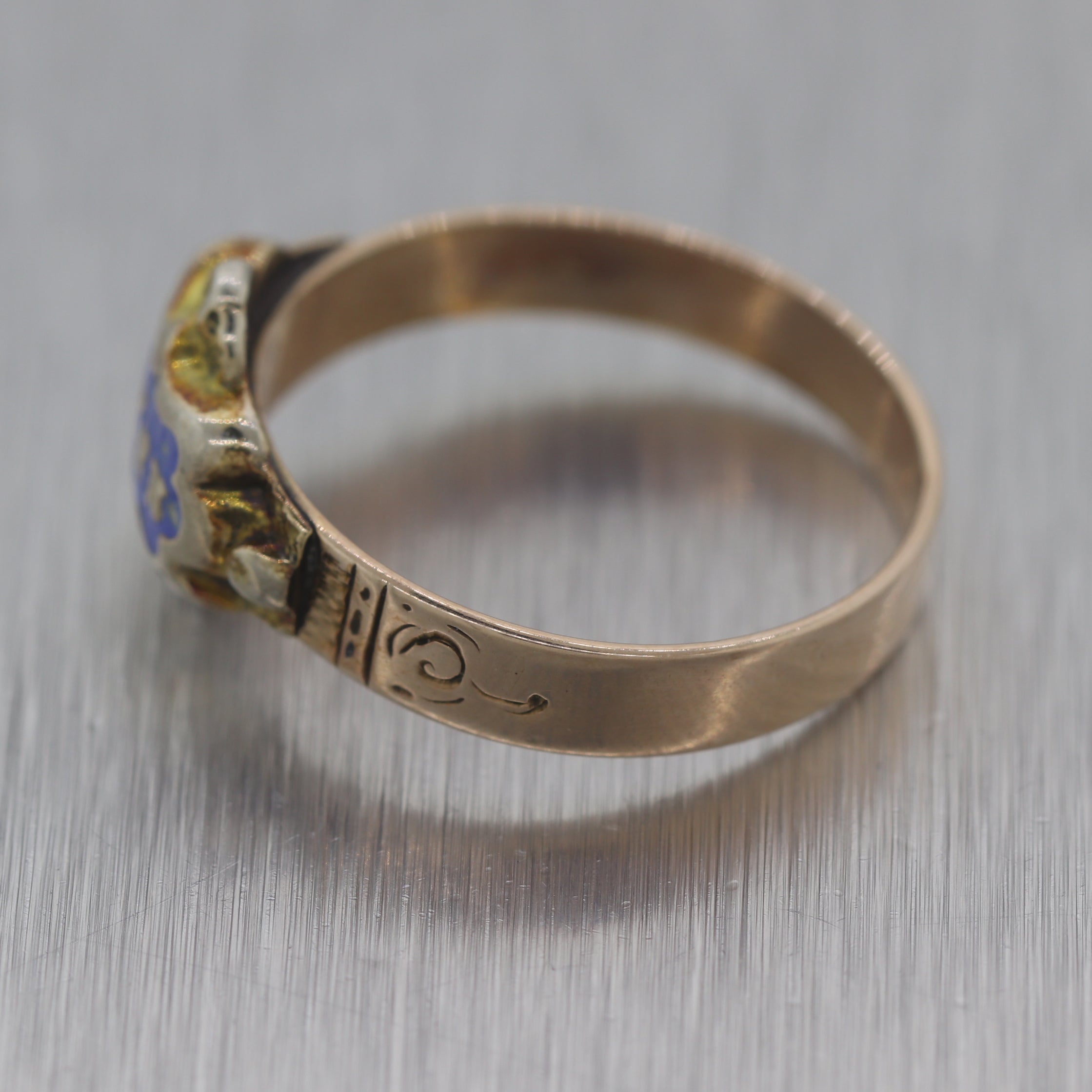 1880's Antique Victorian 14k Yellow Gold "Token" Band Ring