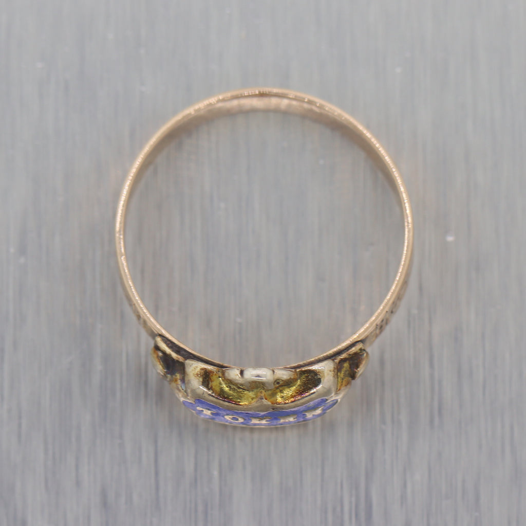 1880's Antique Victorian 14k Yellow Gold "Token" Band Ring