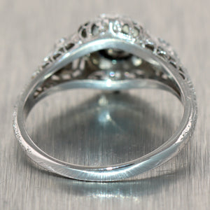 1930's Antique Art Deco 18k White Gold 0.40ctw Aquamarine & Diamond Ring