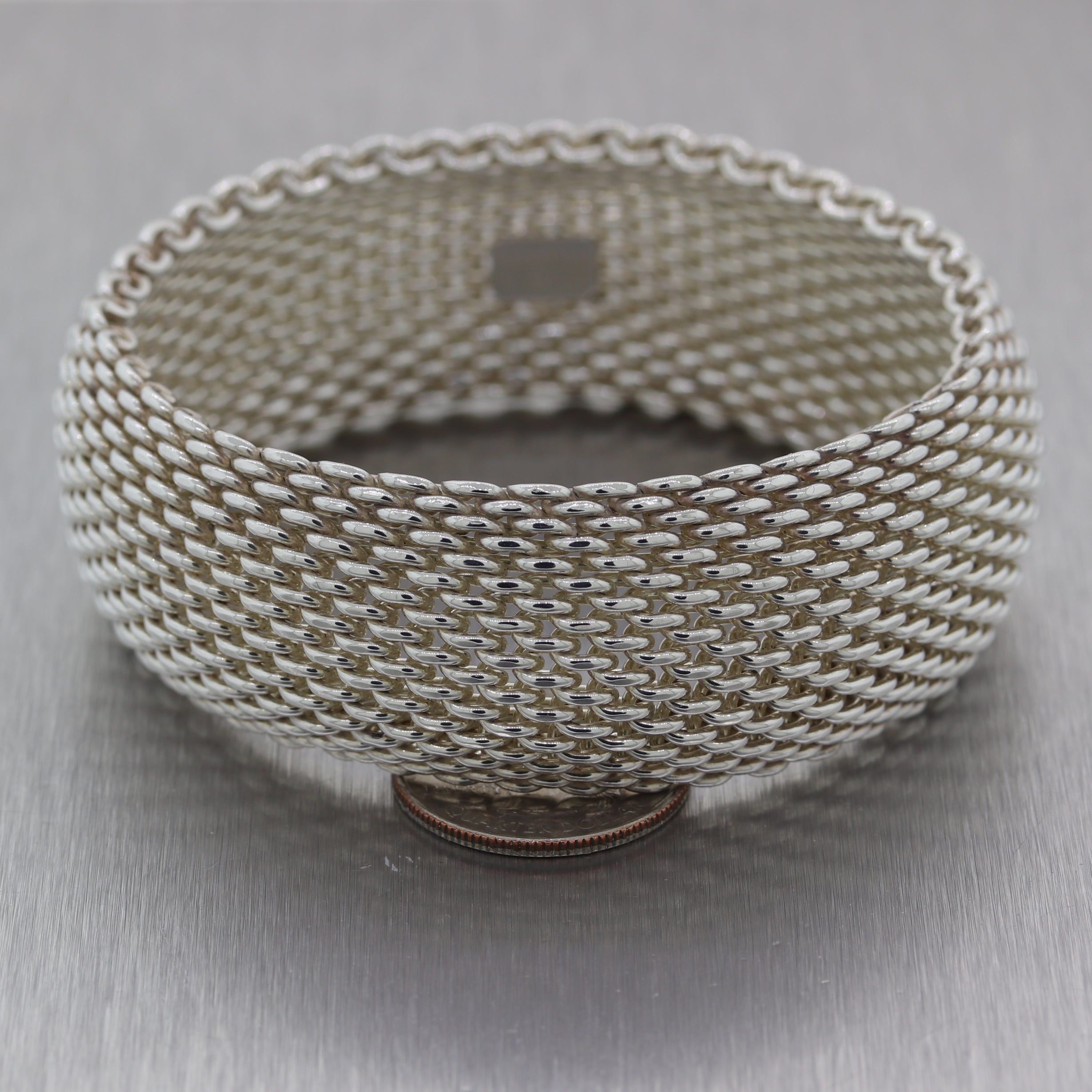 Tiffany Co Sterling Silver Extra Wide Mesh Somerset Bracelet Collectors1946 Com