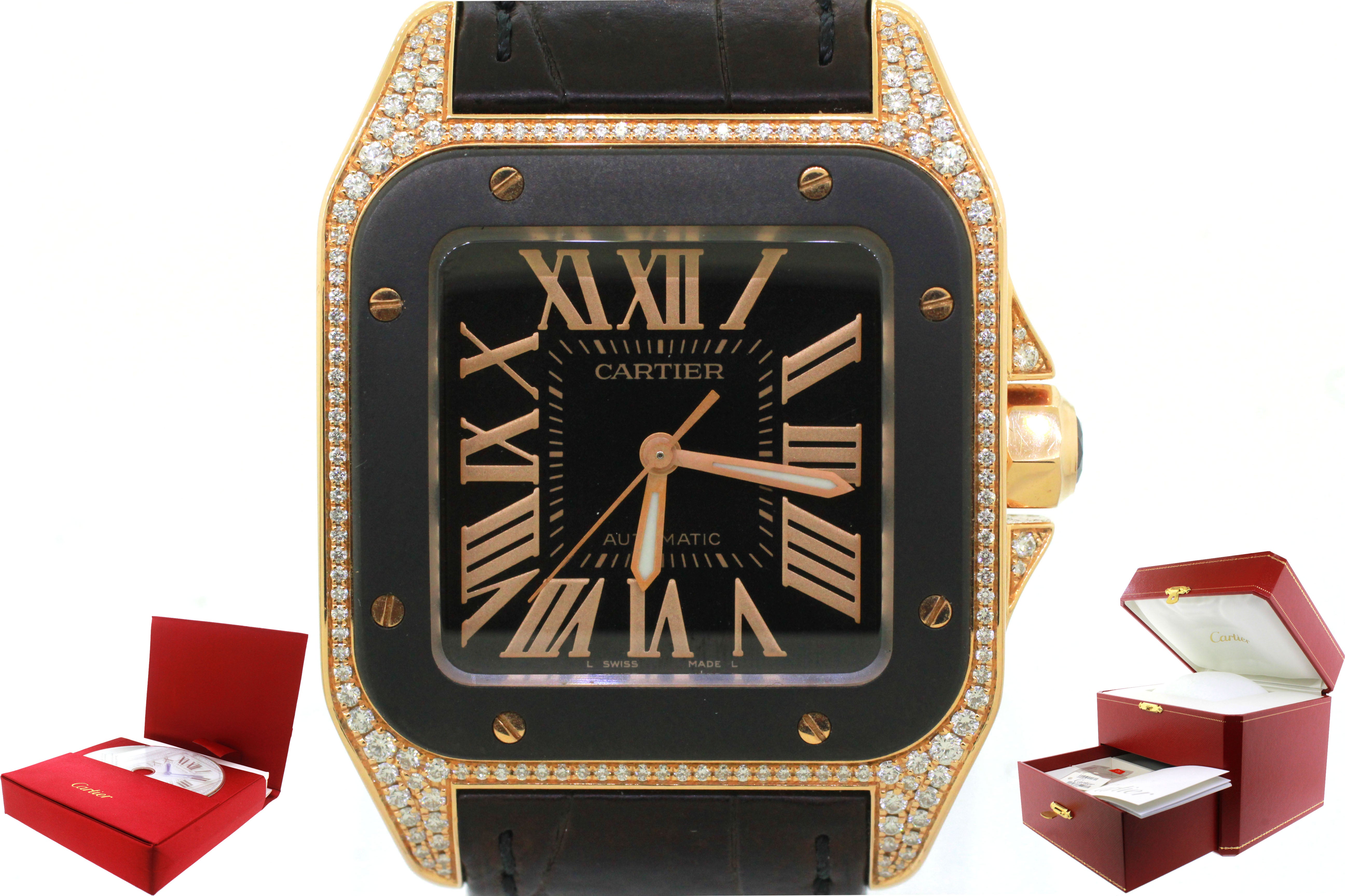 cartier santos 100 gold bezel