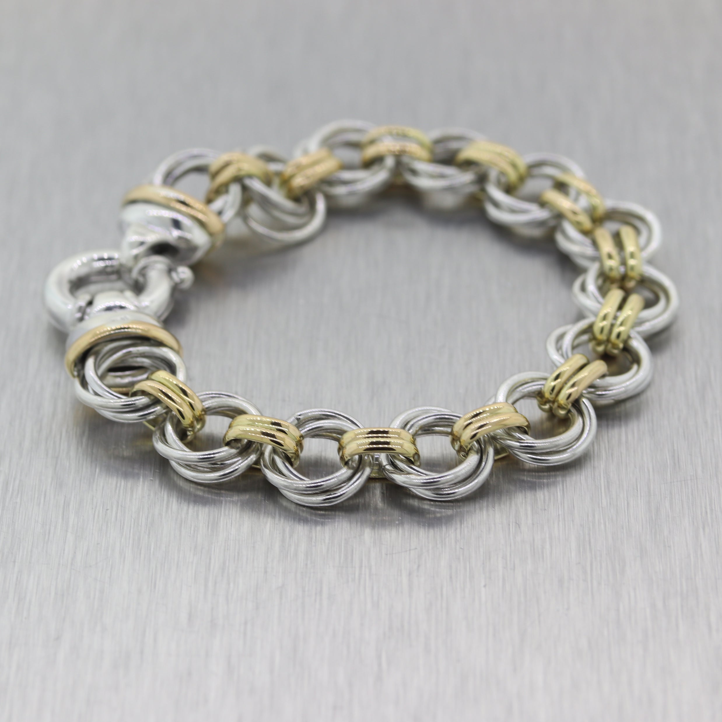 Vintage Estate Tiffany & Co. Sterling Silver & 14k Yellow Gold Bracele