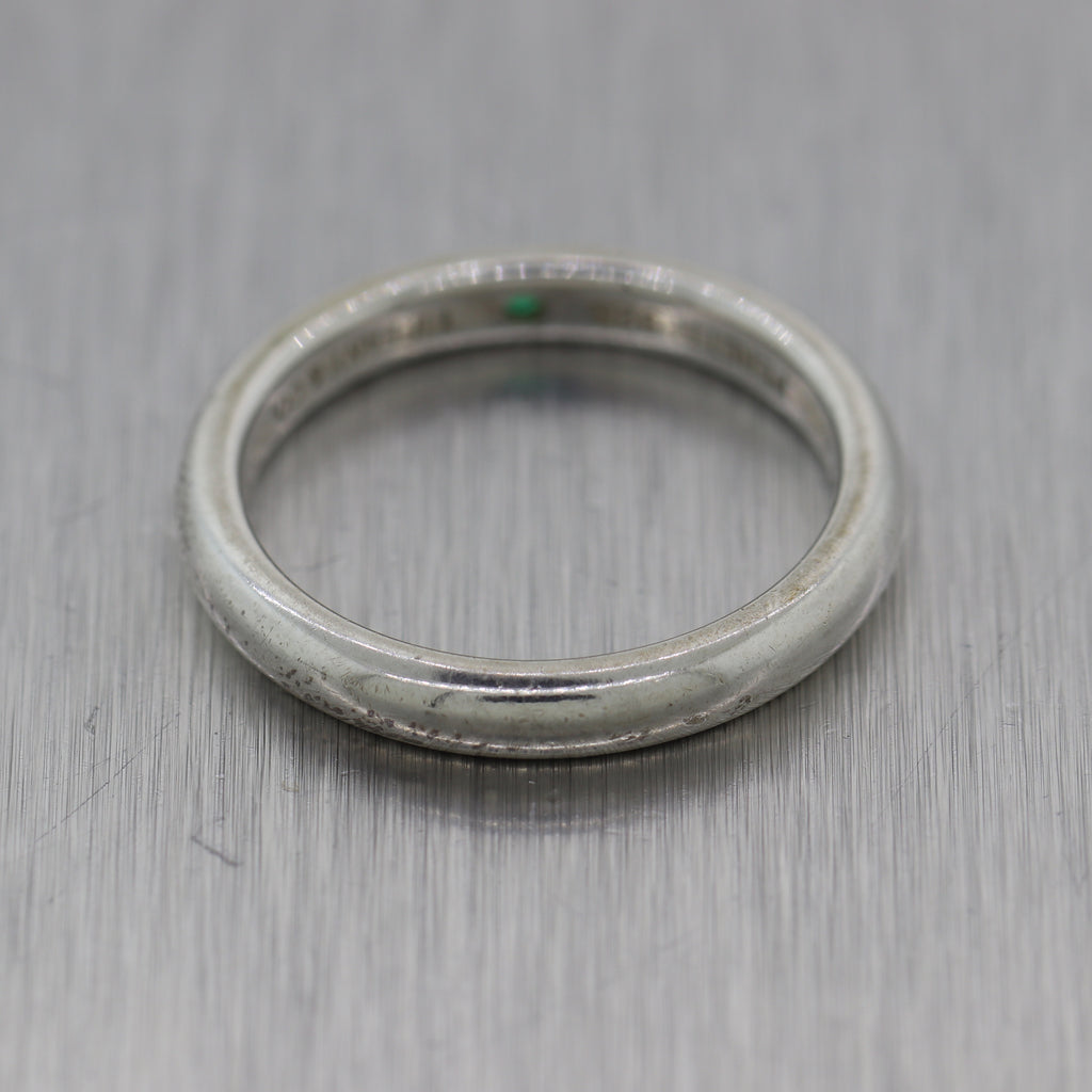 Tiffany & Co. Elsa Peretti Sterling Silver Emerald Wedding Band Ring ...