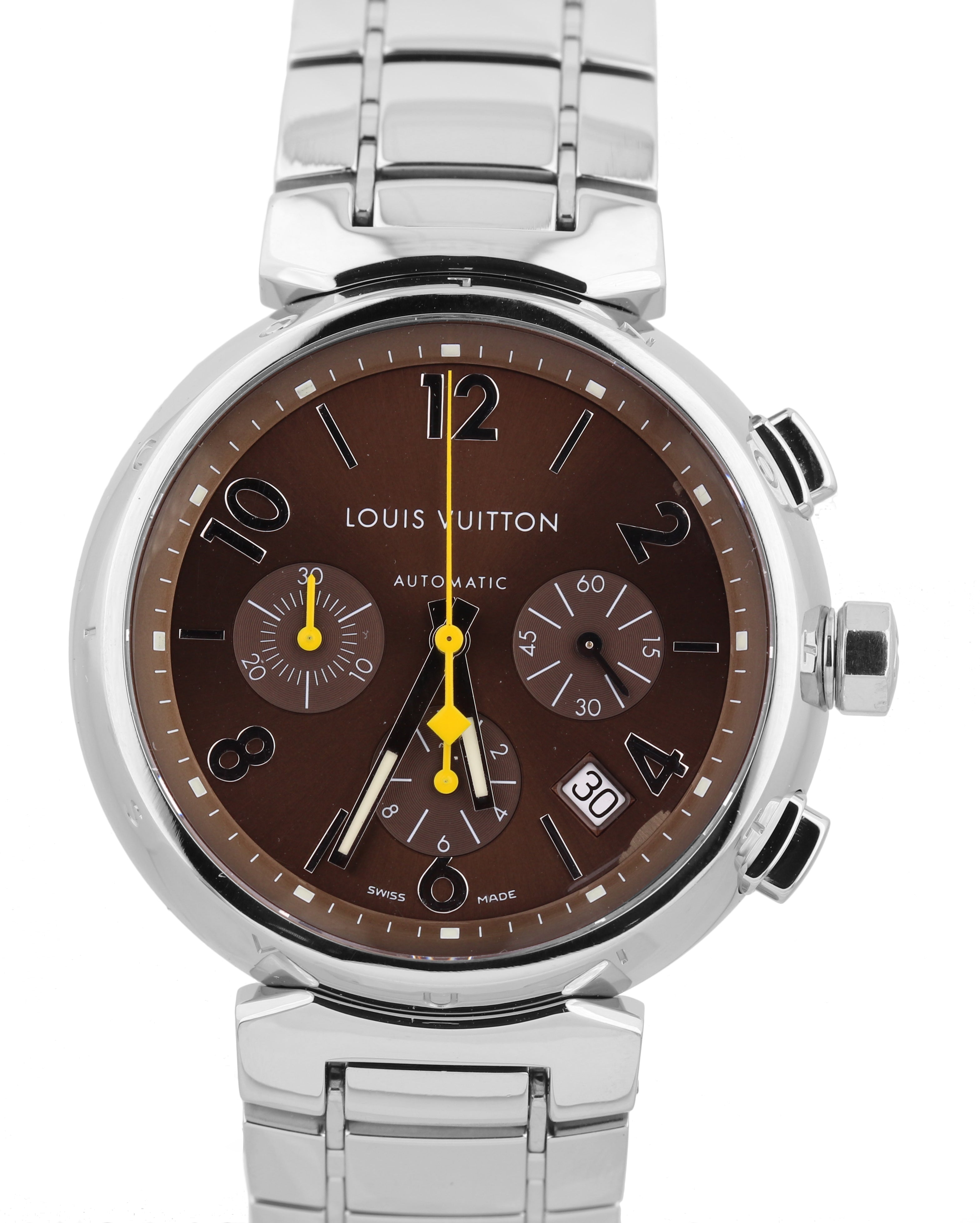 Louis Vuitton Tambour GMT Stainless Steel Watch Q1131