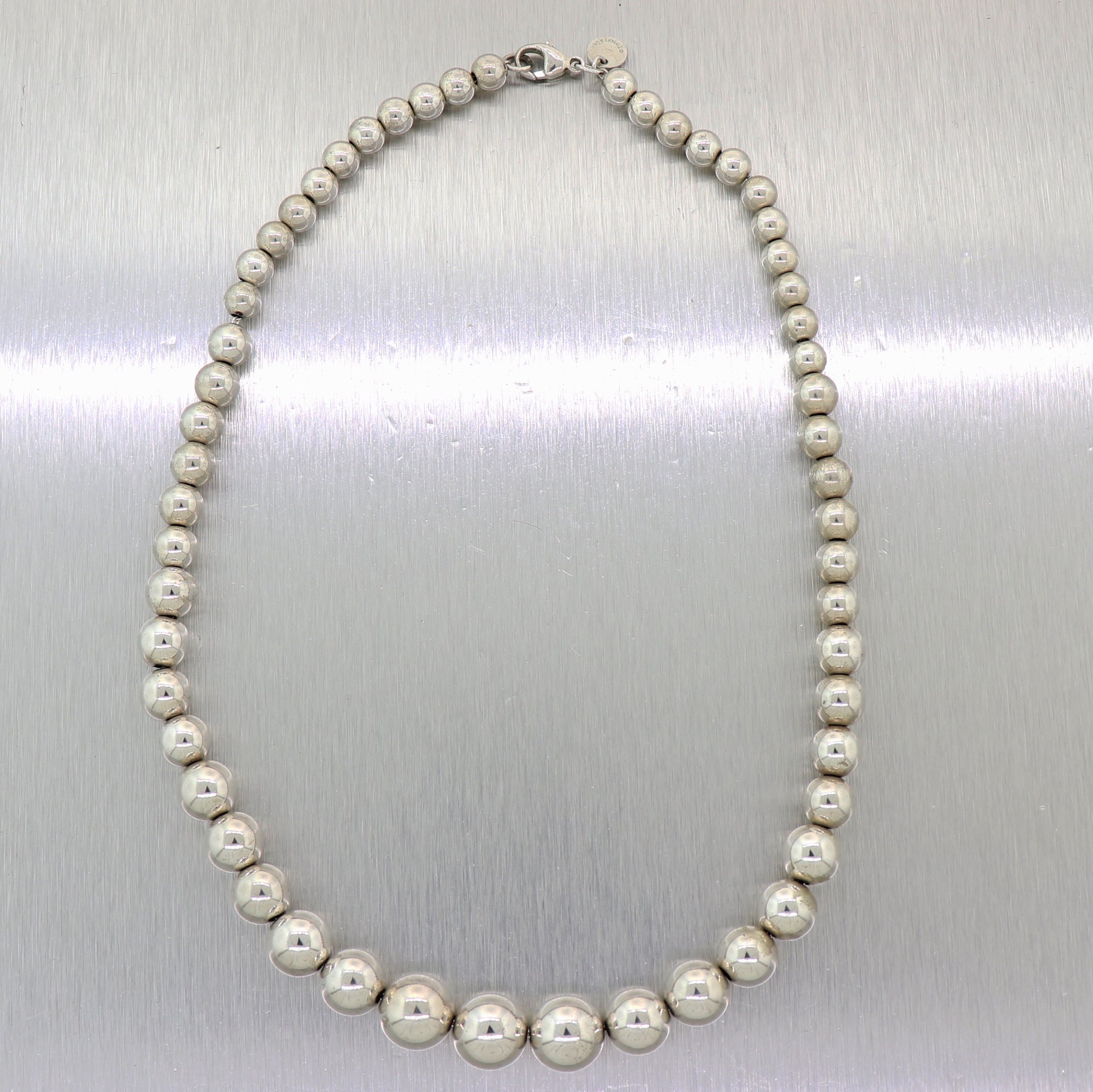 Tiffany & Co. Sterling Silver Graduated Beaded Ball 16