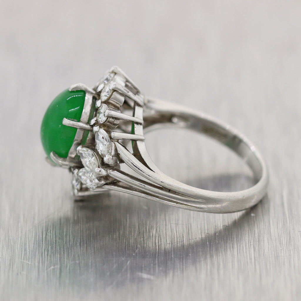 1950's Vintage Estate Platinum 3ctw Jade Jadeite & Diamond