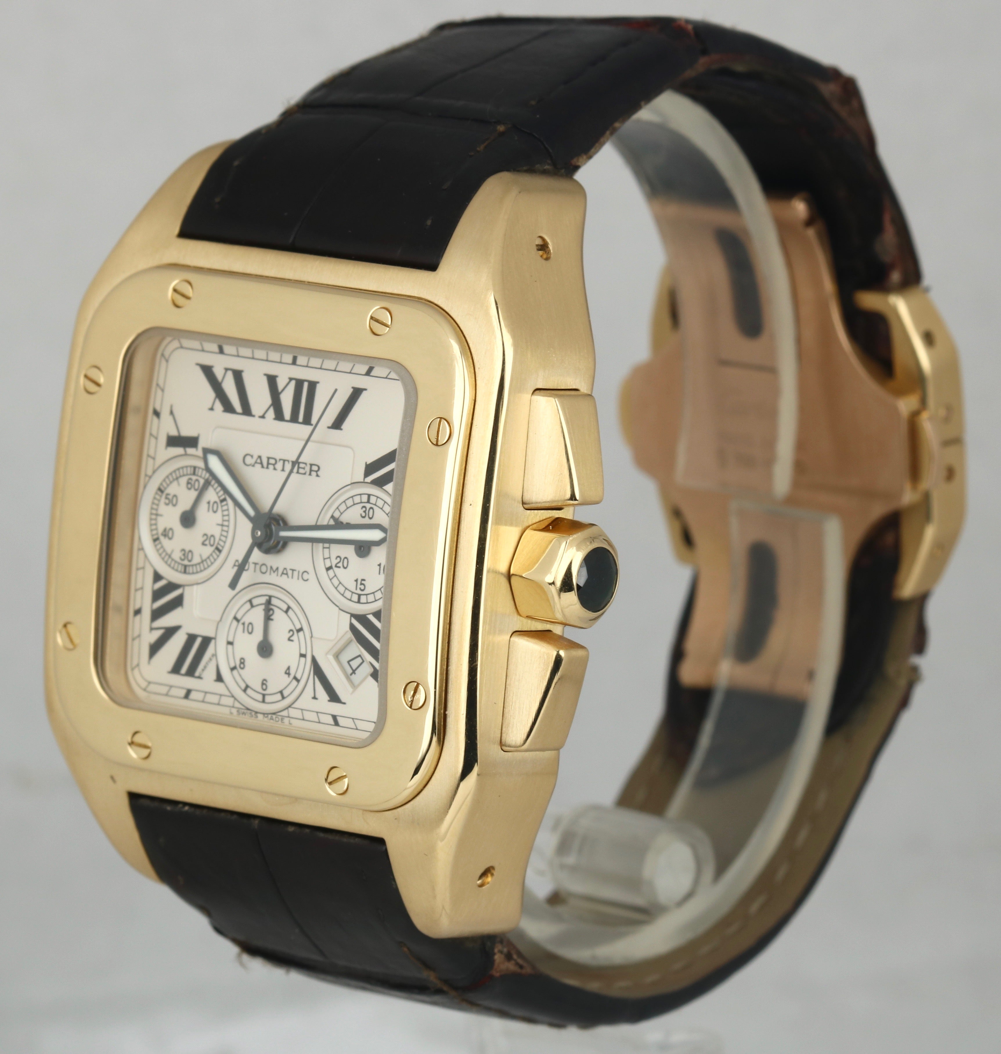 cartier santos 100 xl chronograph yellow gold