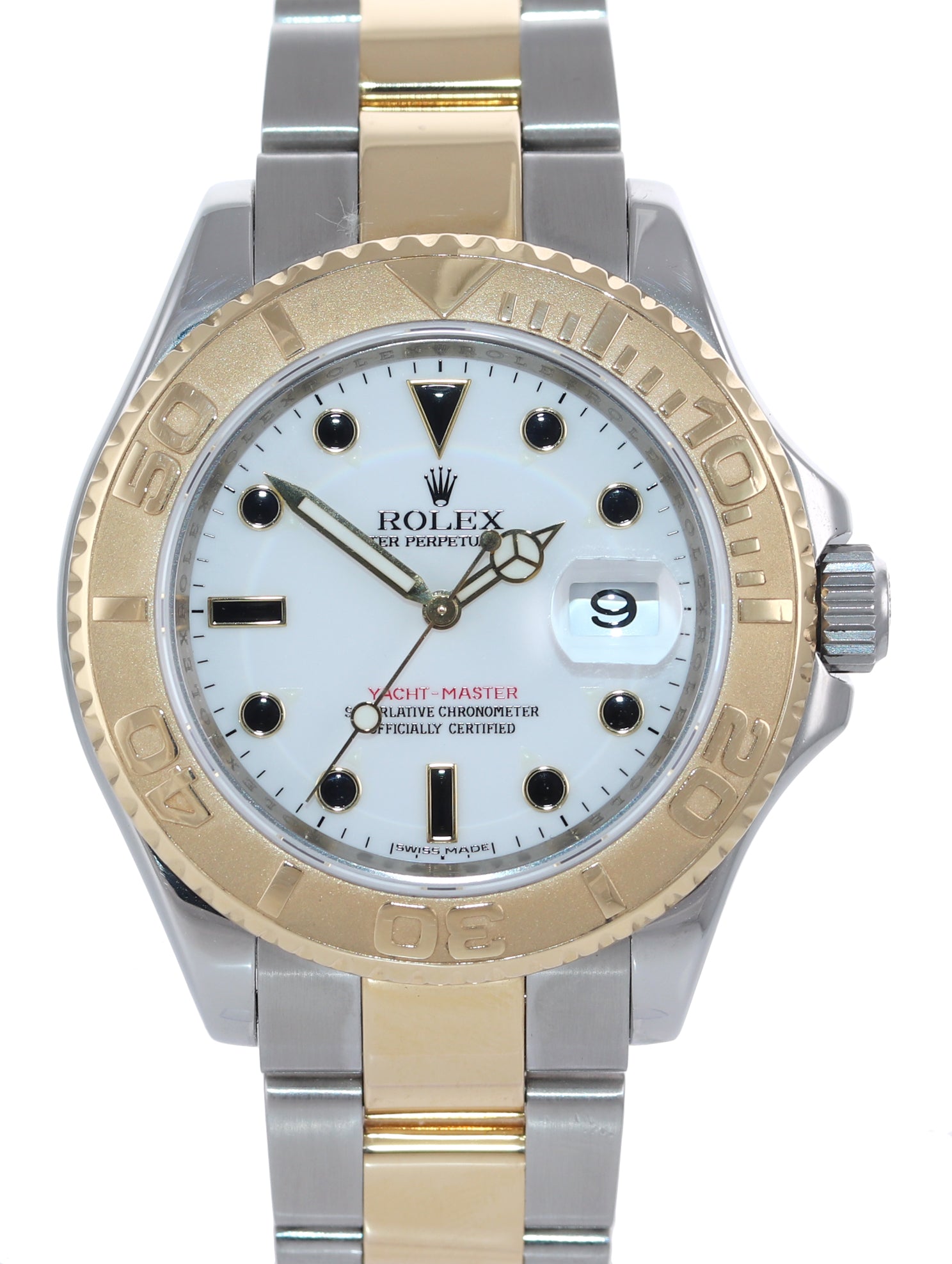 2010 Rolex 16623 Two Tone Gold Steel Yachtmaster White Sapphire Watch ...