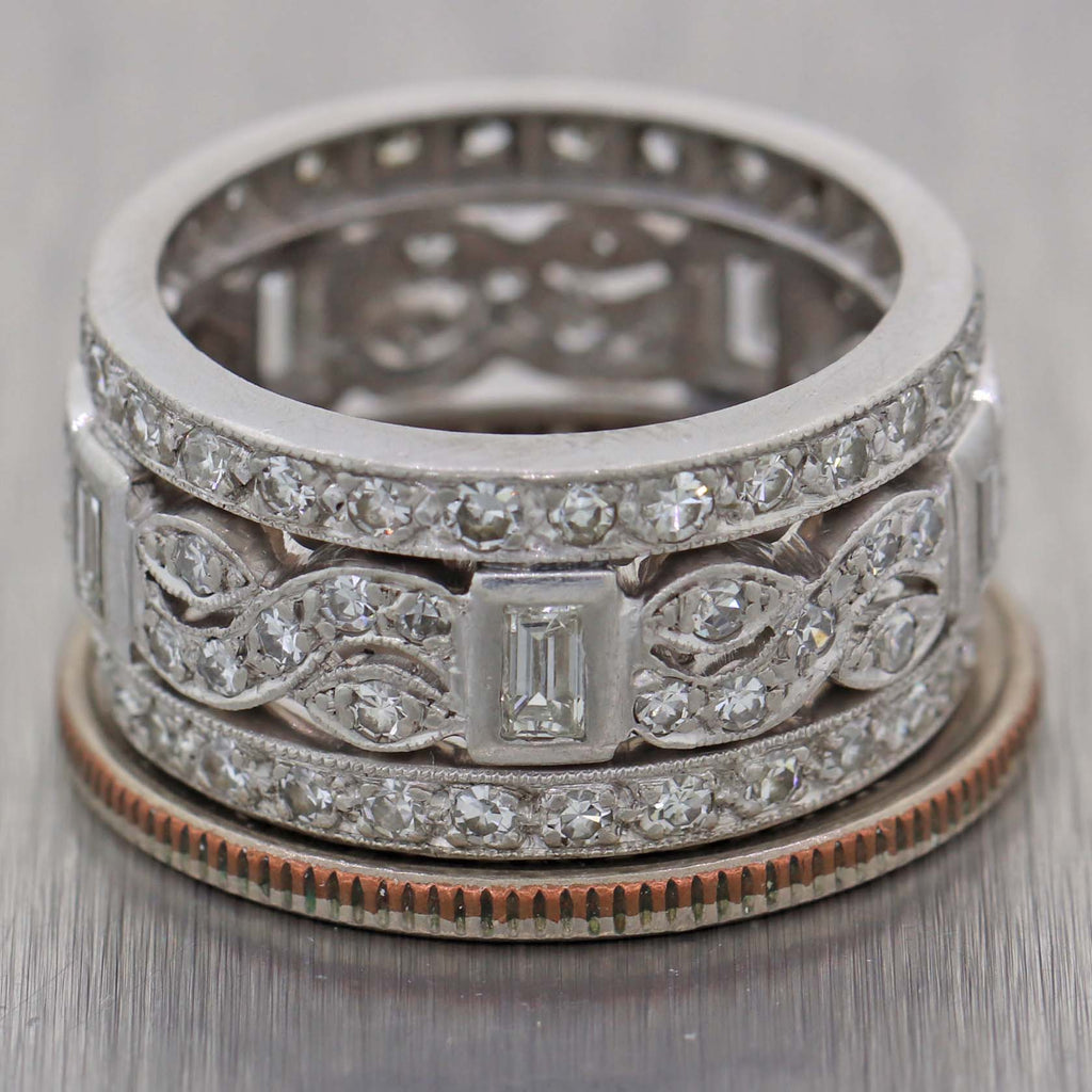 1930s Antique Art Deco Platinum 2.50ctw Diamond 10mm Wide