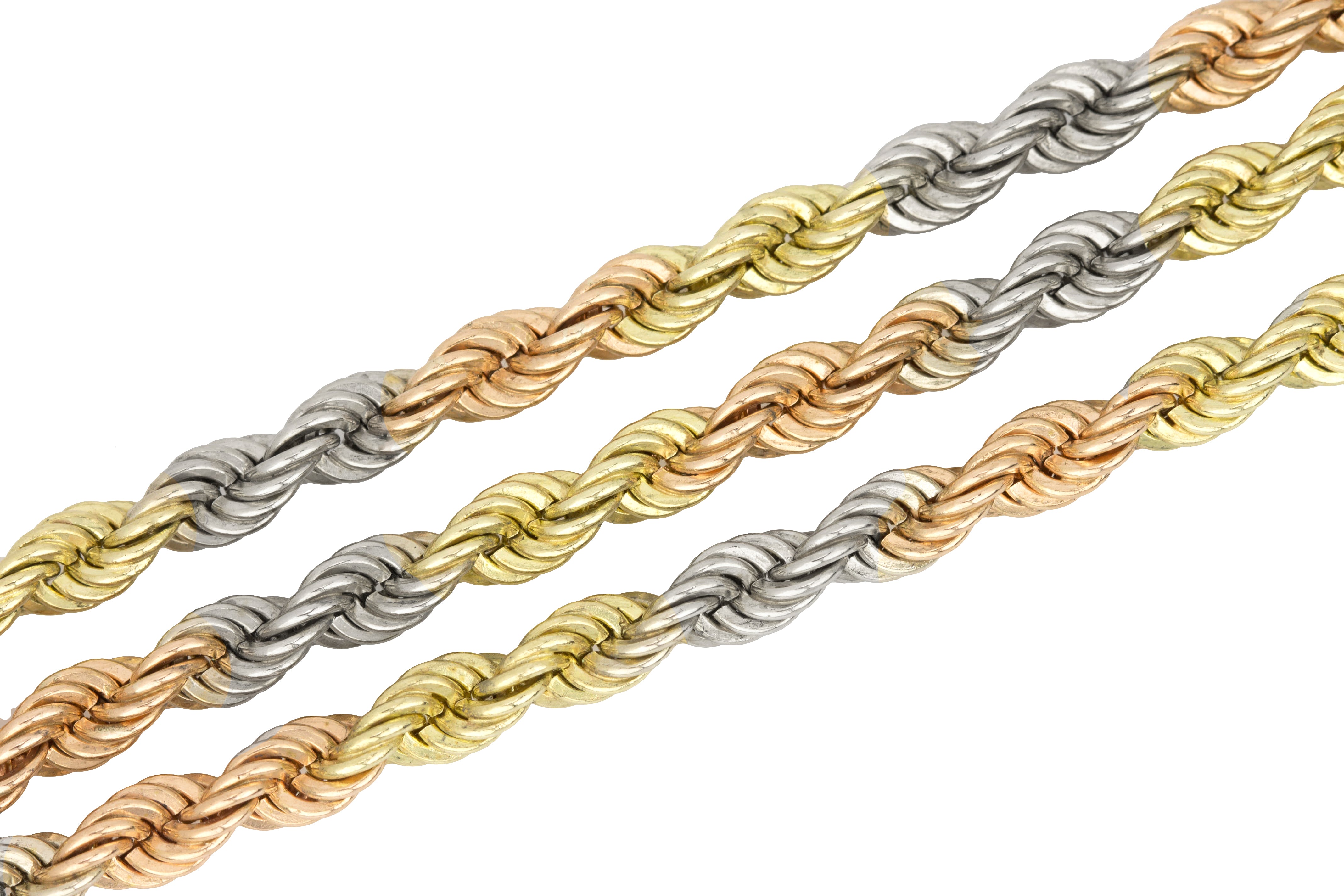 Men's Solid 14K Tri-Color Gold 5mm Rope 