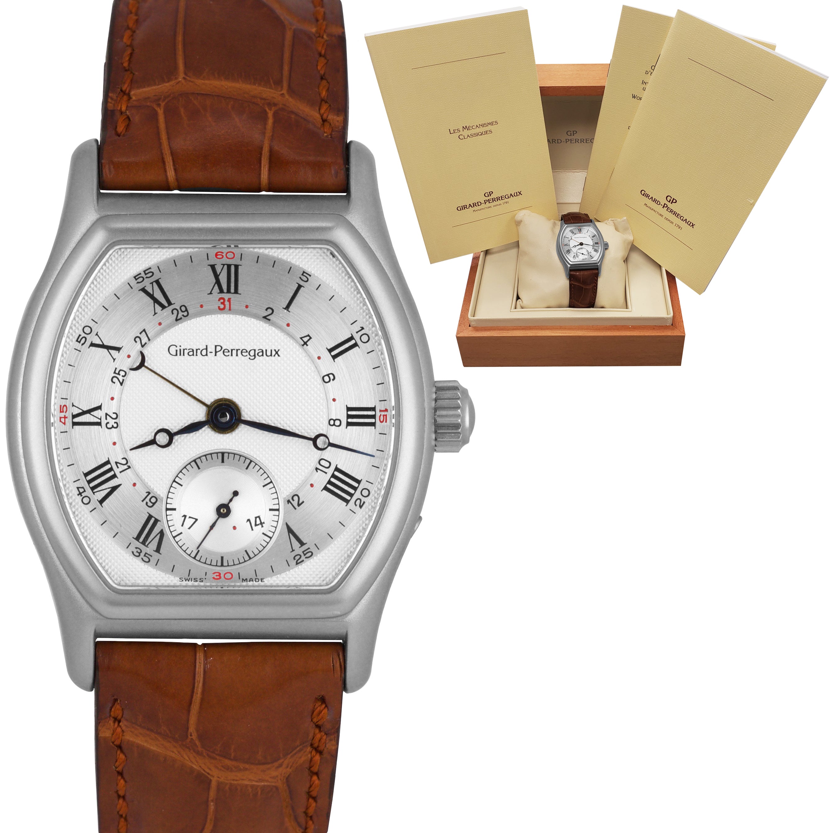 Girard Perregaux Richeville Stainless Steel Silver 34mm Calendar Watch