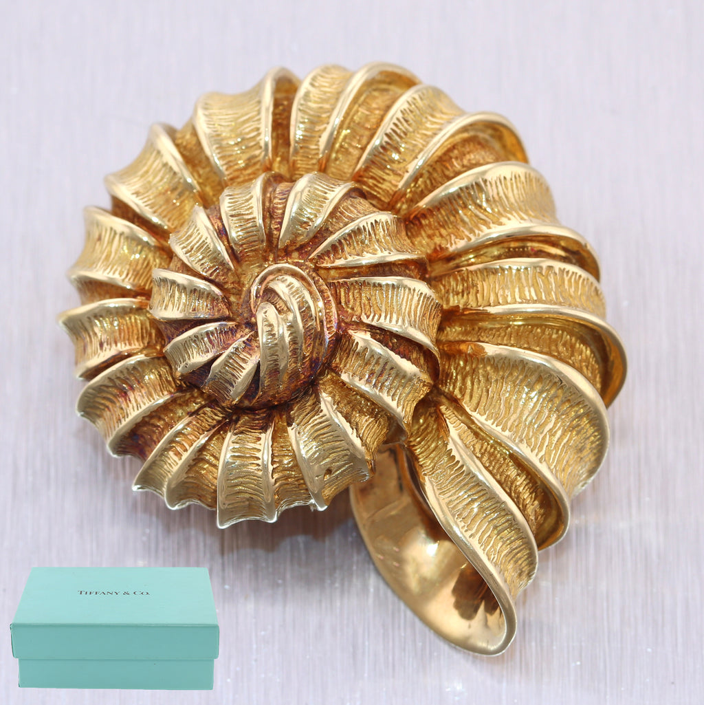 Authentic Vintage Estate Tiffany & Co. 14K Yellow Gold Seashell Pin Br