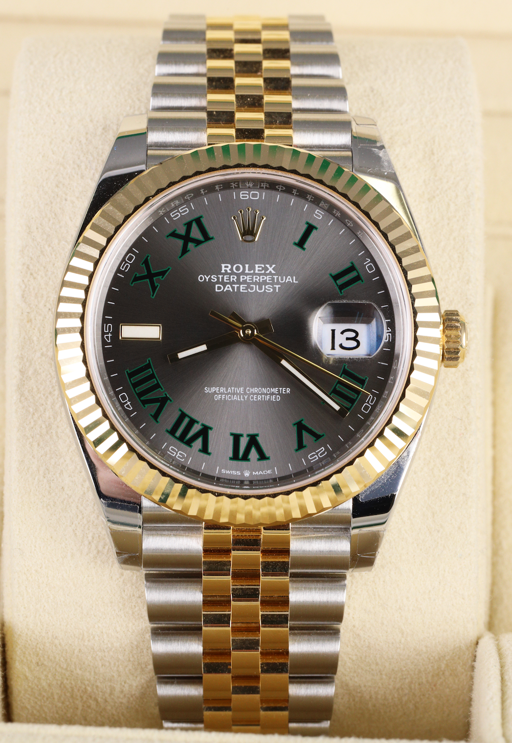 New 2021 Rolex Datejust Wimbledon 41mm Slate Jubilee Roman 126333 Two Collectors1946 Com