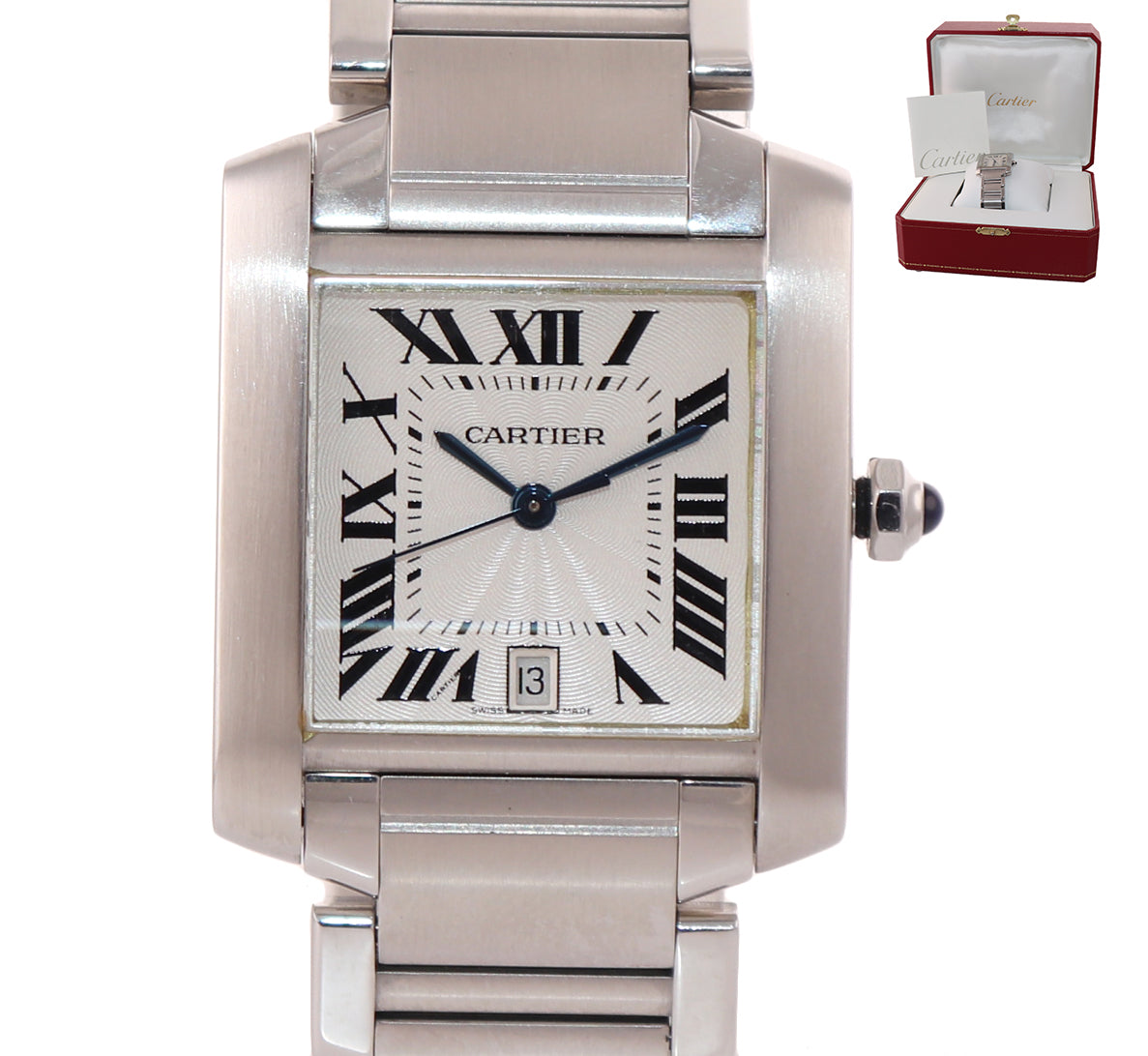 cartier tank watch with date