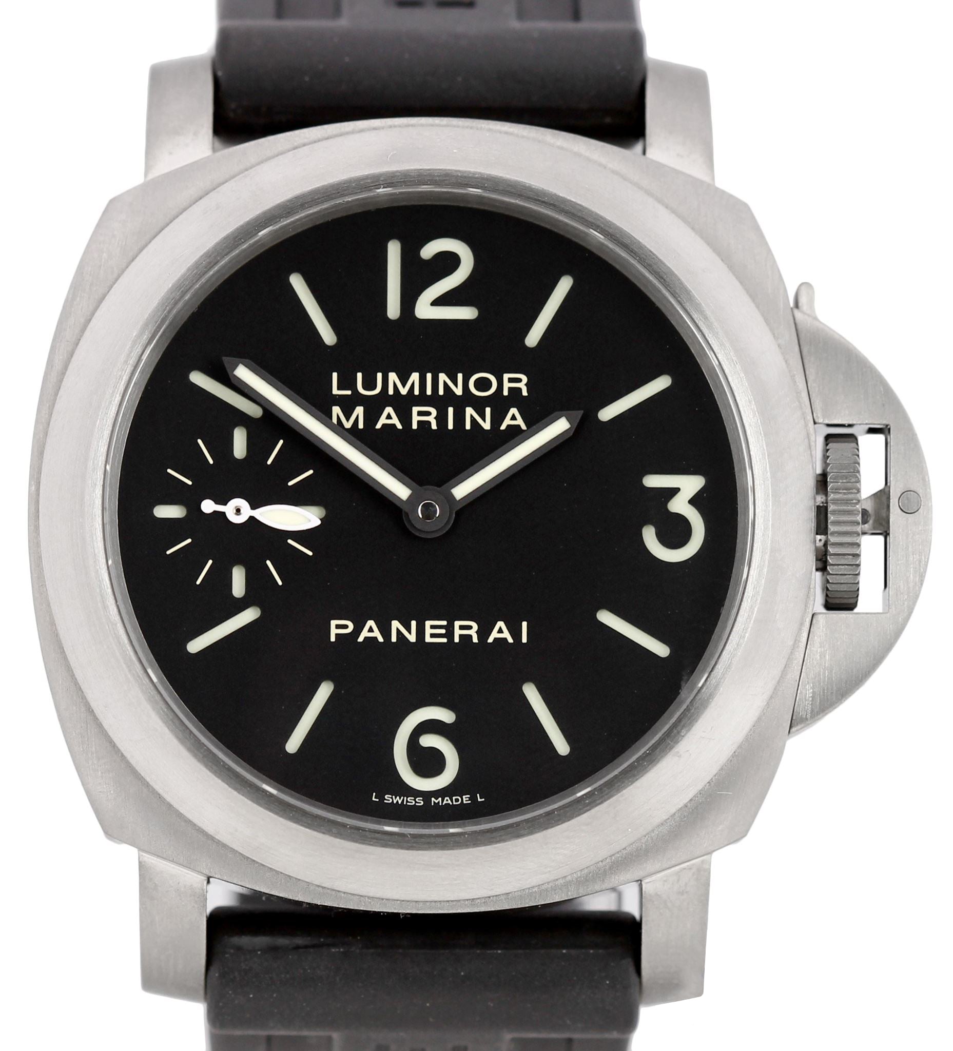 2012 Panerai PAM 177 44mm Luminor Marina Titanium Manual Rubber Watch