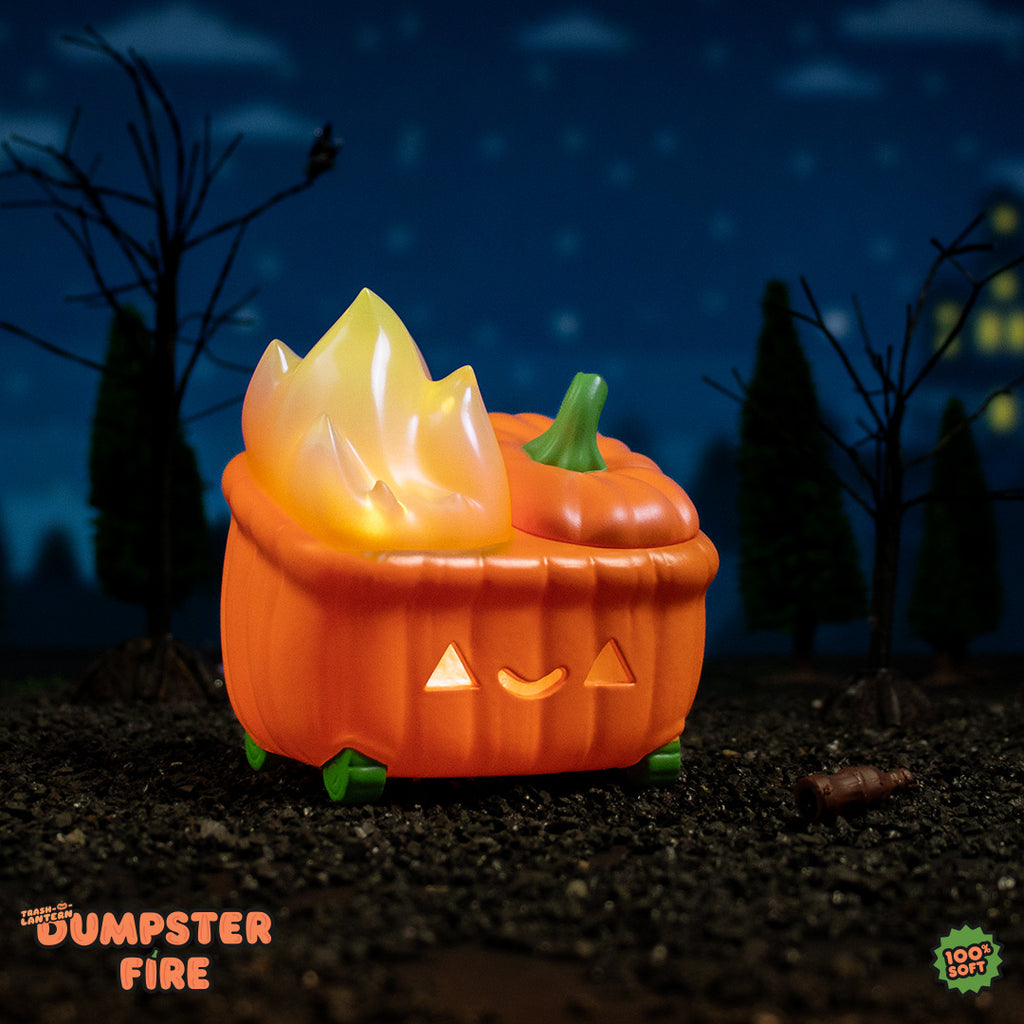 trash-o-lantern dumpster fire