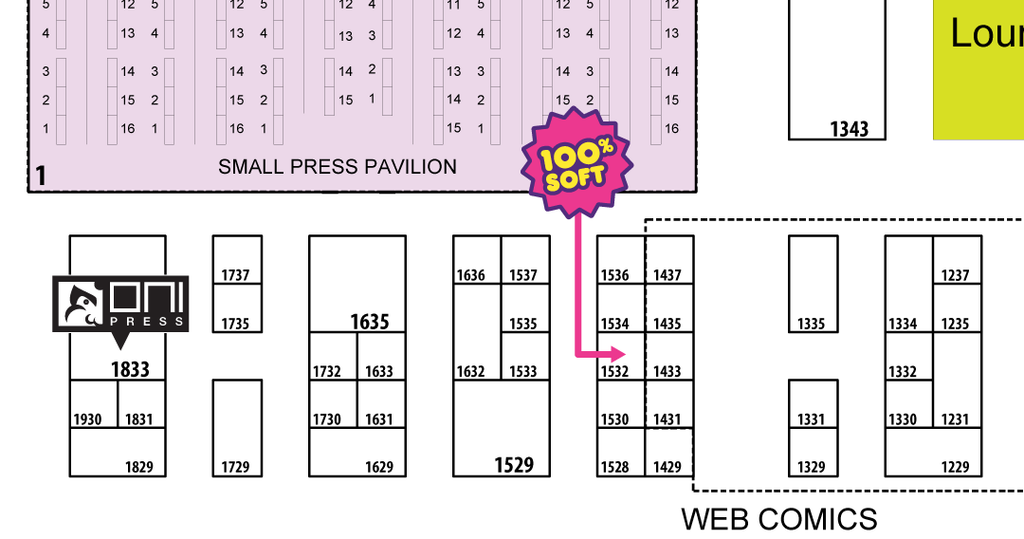 100 Soft at booth 1532 marked on SDCC Map 2018