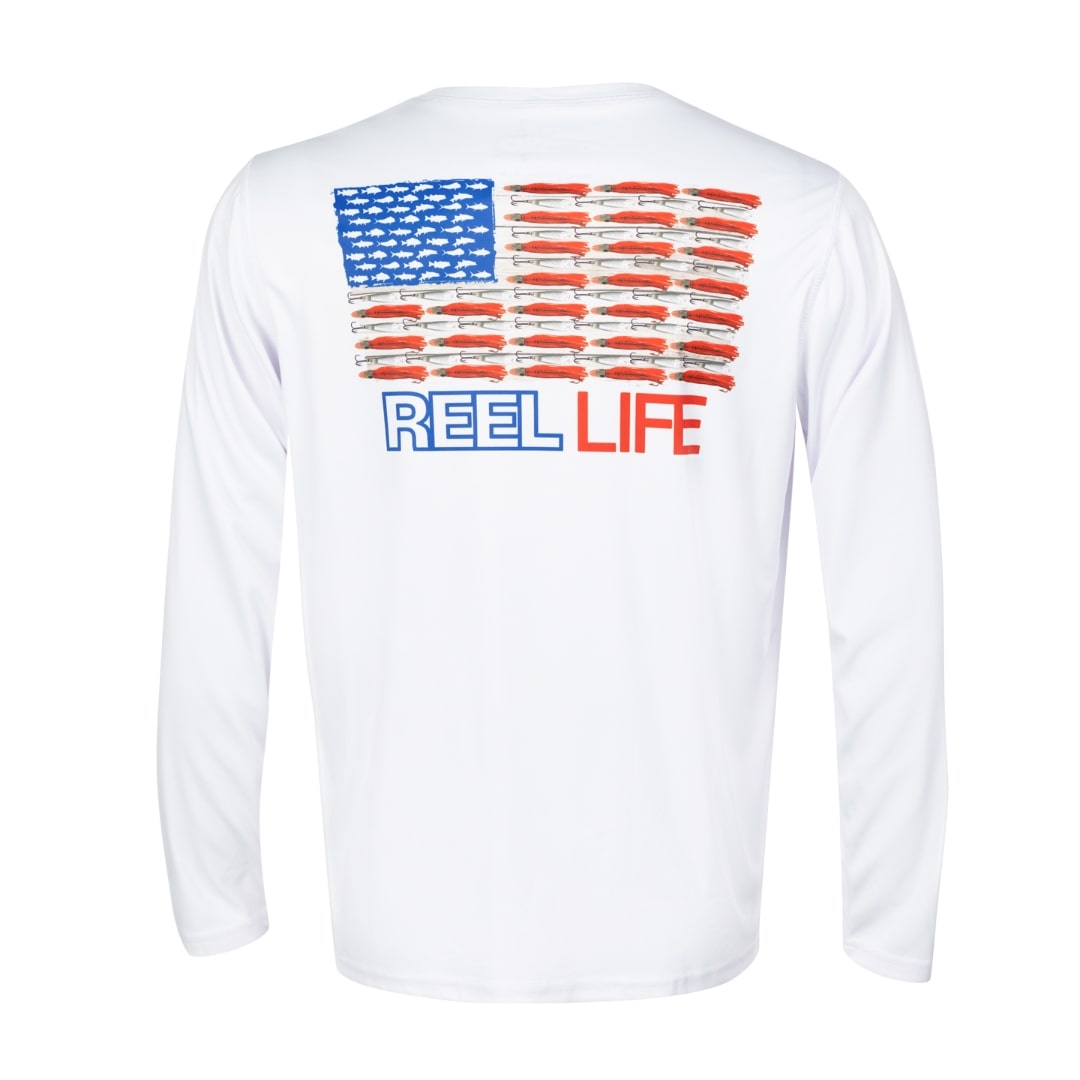Reel Life Men's Sun Defender Lightweight Long Sleeve UV T-Shirt (Real  Waves, M) 