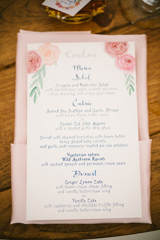 custom wedding menu