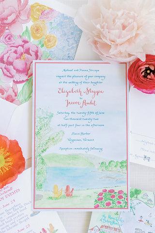 custom watercolor invitation Basin Harbor