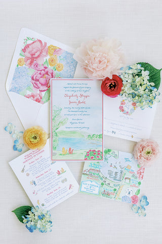 custom watercolor invitation suite Vermont