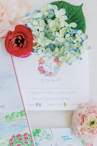  reply card wedding with custom crest